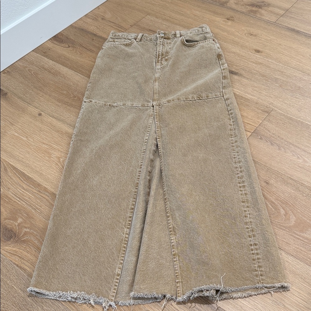 Reformation Tan Maxi Skirt